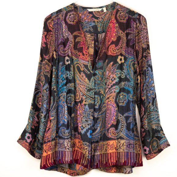 Soft Surroundings Paloma Jacket Jacquard Paisley Embroidered Colorful Size Small - Picture 2 of 6